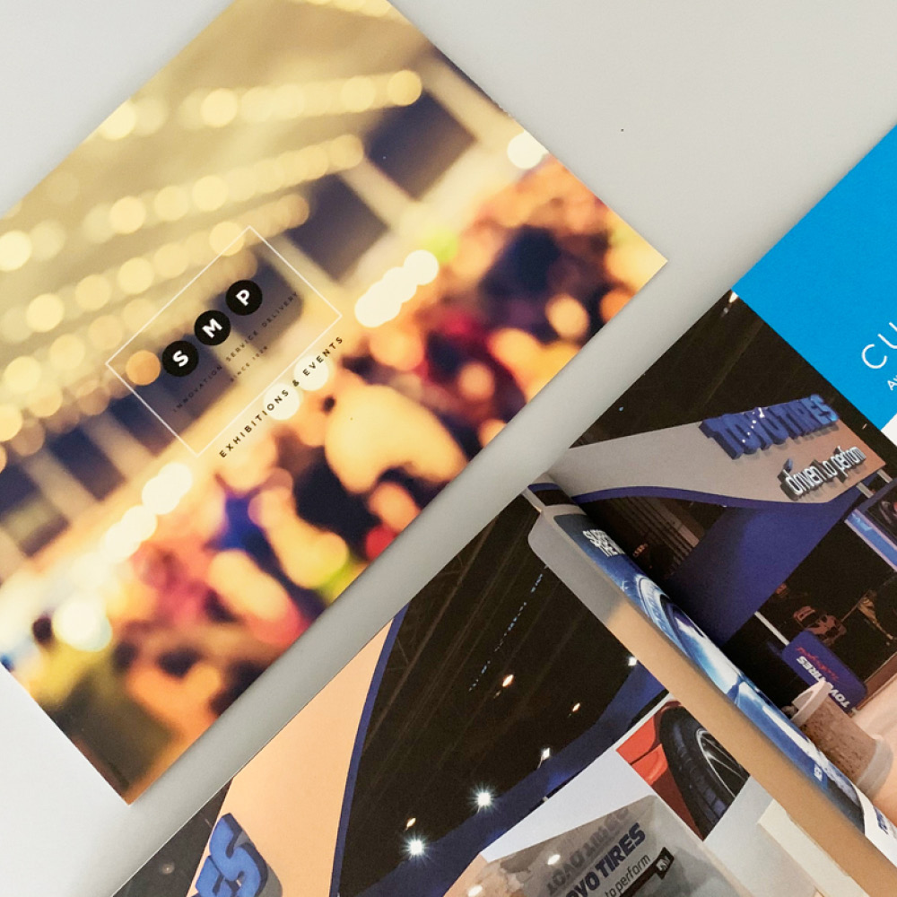 The SMP Group exhibitions and events brochure cover.