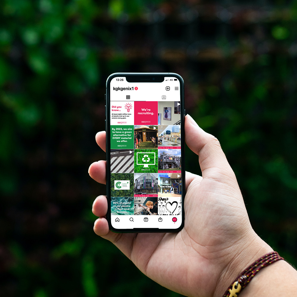 The KGK Genix Instagram grid viewed on a phone.